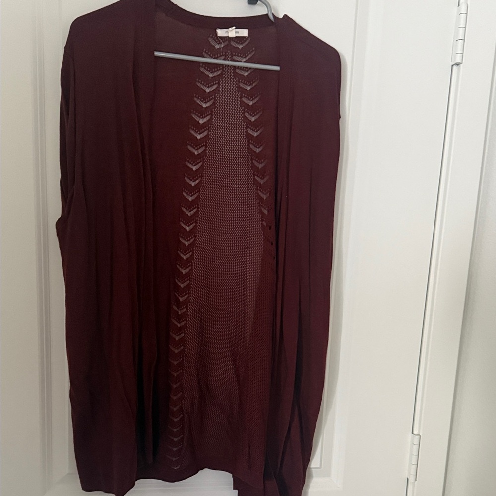 Maurices Deep Burgundy Open-Front Cardigan
